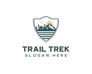 Hiking - Mountaineer Hiking Shield logo design