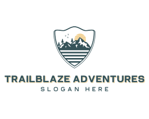 Hiking - Mountaineer Hiking Shield logo design