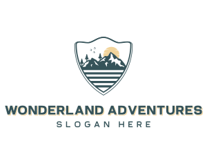 Mountaineer Hiking Shield logo design