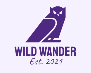 Purple Owl Silhouette  logo design