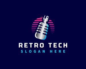 Retro Microphone Podcast logo design