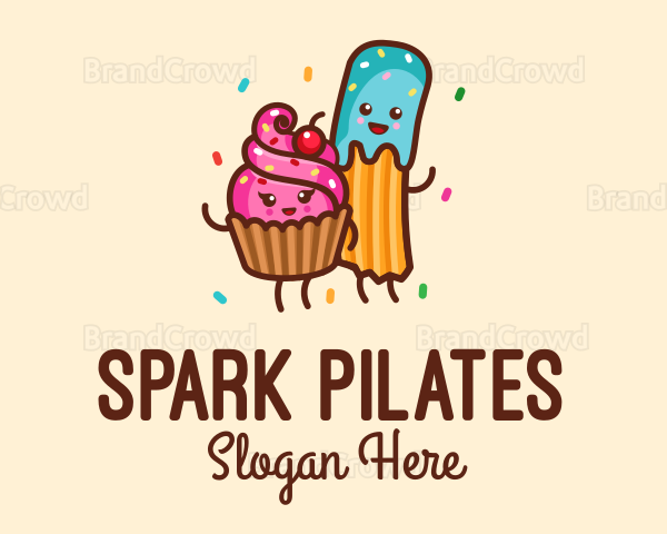 Birthday Cupcake Churro Dessert Logo