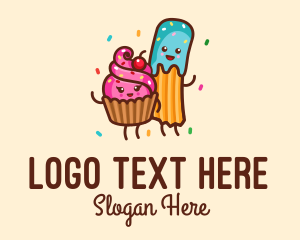 Baking - Birthday Cupcake Churro Dessert logo design