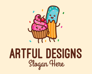 Illustration - Birthday Cupcake Churro Dessert logo design