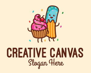 Illustration - Birthday Cupcake Churro Dessert logo design
