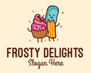 Icing - Birthday Cupcake Churro Dessert logo design