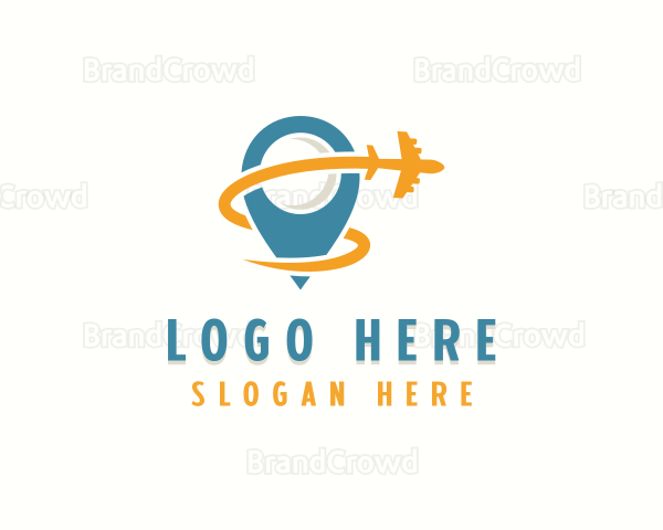 Airplane Travel Location Pin Logo