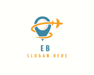Tour Guide - Airplane Travel Location Pin logo design