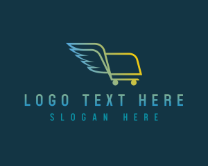 Forward - Shopping Cart Wings logo design