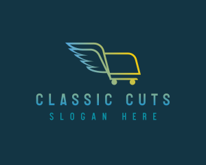 Shopping Cart Wings logo design