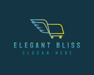 Grocery - Shopping Cart Wings logo design