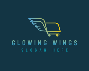 Shopping Cart Wings logo design