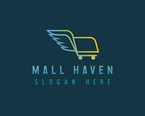 Shopping Cart Wings logo design