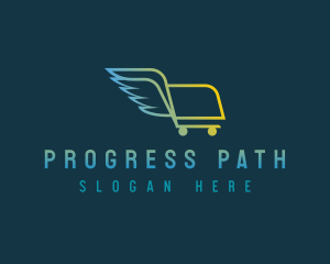 Forward - Shopping Cart Wings logo design