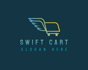 Shopping Cart Wings logo design