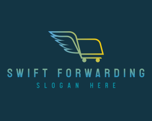 Shopping Cart Wings logo design