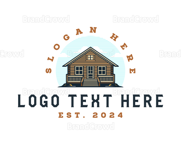 Wood Cabin Contractor Logo