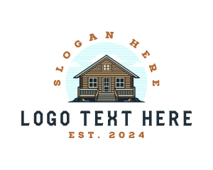 Construction - Wood Cabin Contractor logo design