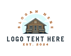 Wood Cabin Contractor Logo