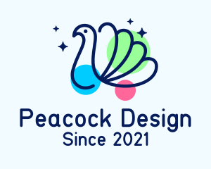 Peacock - Minimalist Multicolor Peacock logo design