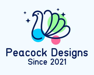 Peacock - Minimalist Multicolor Peacock logo design