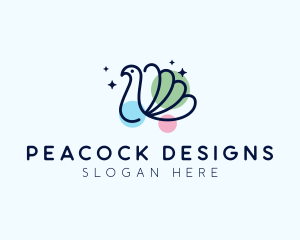 Wild Multicolor Peacock logo design