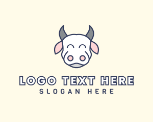 Blue Bull - Happy Cow Animal logo design