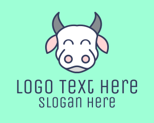 Adorable - Happy White Cow logo design
