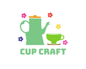 Floral Teahouse Cup  logo design