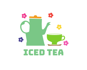 Floral Teahouse Cup  logo design