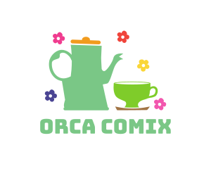 Tea Cup - Floral Teahouse Cup logo design