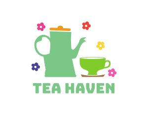 Floral Teahouse Cup  logo design