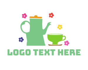 Teahouse - Floral Teahouse Cup logo design