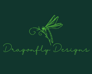 Dragonfly - Retro Dragonfly Insect logo design