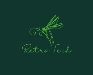 Retro Dragonfly Insect logo design