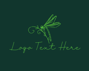Hand Drawn - Retro Dragonfly Insect logo design