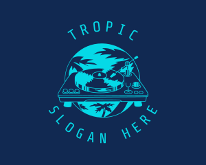 Tropical DJ Turntable logo design