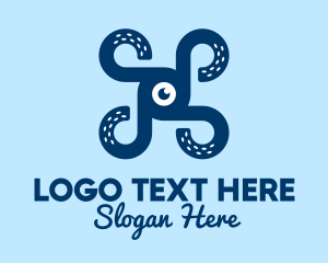 Modern - Blue Squid Monster logo design