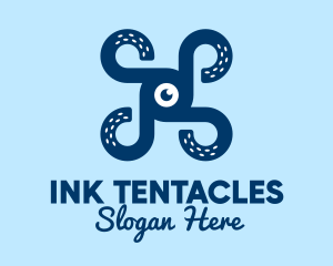 Tentacles - Blue Squid Monster logo design