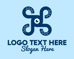 Tentacles - Blue Squid Monster logo design