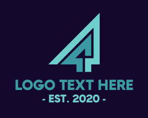 Number 4 - Geometric Number 4 logo design