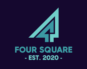 Four - Geometric Number 4 logo design