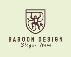 Baboon - Hanging Monkey Jungle logo design
