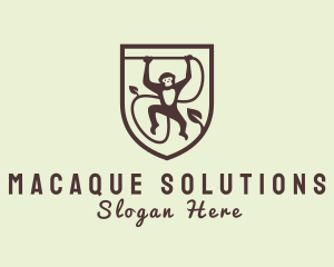 Macaque - Hanging Monkey Jungle logo design