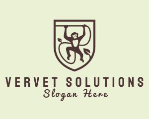 Vervet - Hanging Monkey Jungle logo design