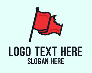 Stroke - Red Bitten Flag logo design