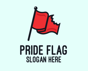 Flag - Red Bitten Flag logo design