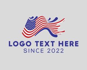 Usa - American Flag Surfing logo design