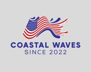 Shore - American Flag Surfing logo design