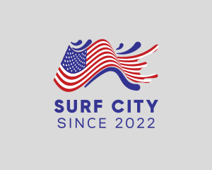 American Flag Surfing logo design